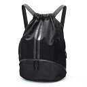 スポーツドローストリングバックパック - トレーニング用シューズ収納ポケット付きジムバッグ【男女兼用】夏休みセール