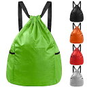 Drawstring Backpack Bag(ドローストリングバックパック)「グリーン」ジムスポーツショッピング用ストレージトートバッグ夏休みセール