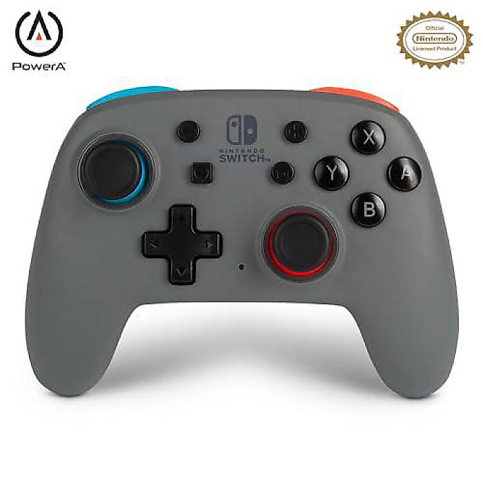 PowerA Nano Enhanced Wireless Controller(パワーエーナ ナノ エンハンスト ワイヤレスコントローラー) - グレイ-ネオン、Lite対応Bluetoothゲームパッド。コンパクト充電式ポータブルNintendo Switch新生活応援