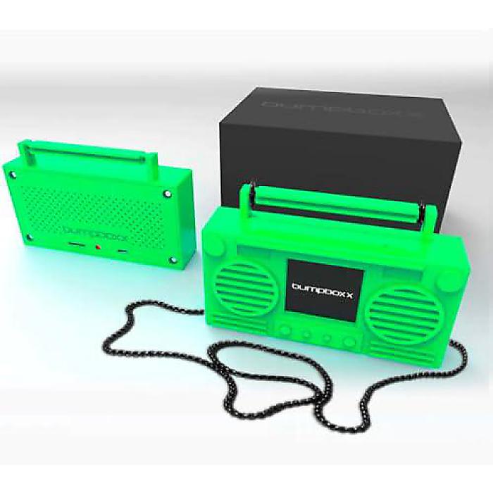Bumpboxx MICROBOOM　SLIME GREEN　ネックレス型ブルートゥーススピーカー 24インチゴールドプレートチェーン付新生活応援