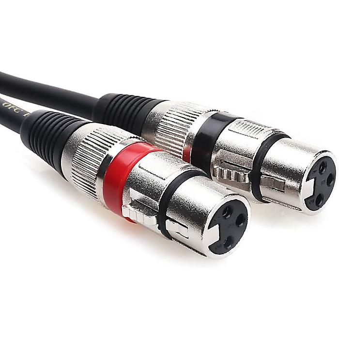(赤・青/シルバープラグ)Yケーブル1m　3.5バイステレオプラグから2端子のXLR（メス...