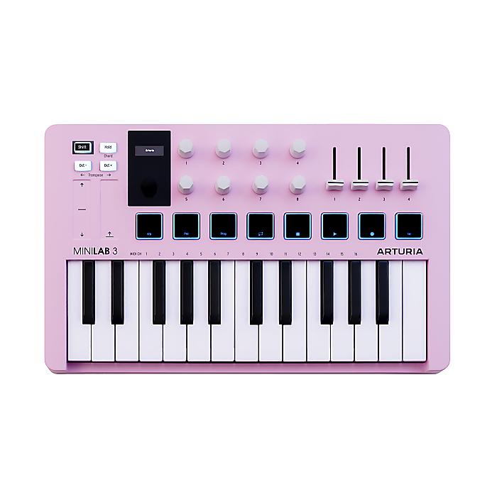 Arturia(アートリア) / MiniLab 3 Rose Quartzの事ならフレンズにご相談ください。Arturia(アートリア) / MiniLab 3 Rose Quartzセット商品一覧BlackWhiteChampagneDeep BlackAquamarineRose Quartz Arturia(アートリア) / MiniLab 3 Rose Quartzの特長！限定カラーAquamarine ＆ Rose Quartz登場！ Arturia(アートリア) / MiniLab 3 Rose Quartzのココが凄い！MiniLab 3 Aquamarine と Rose Quartz は、同じコンパクトなMIDIコントローラーを、2つの新しい特別カラーで展開したモデルです。MiniLabの直感的なワークフローをそのままに、明るくデザイン性の高い外観を求めるプロデューサーに最適です。 Arturia(アートリア) / MiniLab 3 Rose Quartzのメーカー説明 ■ハンズ・オンで簡単に使えるタッチ感の優れたキーボード、スマートなDAW内蔵パッド＆フェーダー、リアルタイムのミニディスプレイまで、MiniLab 3は、直感的で表現力豊か、初心者からプロまで、使う楽しさを感じられるように設計されています。■クリエイティブな機能アルペジエーター、コード・モード、カスタムDAWプリセット、トランスポートコントロールなど、クリエイティブな作業をサポートし、音楽制作がより身近になものになります。■ポータブルで使いやすいデザインMiniLab 3は、コンパクトで軽量なデザイン、より高いDAWとの連携、MIDI出力とUSB-C接続により、ベッドルームからステージまで、あらゆるセットアップにシームレスにフィットするように作られています。■クリエイティブなソフトウェアが付属ワールドクラスのMIDIコントローラーのMiniLab 3には業界標準のDAWから500を超えるシンセ＆キーボード・プリセットまで、プレミアムな音楽制作ソフトウェアがフル・パッケージで提供されます。 Arturia(アートリア) / MiniLab 3 Rose Quartzの仕様 ■主な仕様・25鍵ベロシティ・センシティブ・スリム鍵盤・便利で操作感の良いコントロール:・8 x 2バンク分のRGBバックライト付き高品質ベロシティ＆感圧パッド・8つのロータリーエンコーダー・4つのスライダー・ミニ・ディスプレイとクリック可能なブラウズ・ノブで、微調整とコントロールのリアルタイム・フィードバックが可能。・アルペジエーター・ホールド・モードとコード・モード・優れたDAW機能:・主要なDAWとの直感的な連携を可能にするカスタムDAWマッピング・8つのDAW＆ユーザー・プリセット・DAWトランスポート・コントロール・オクターブ上下ボタンでフルレンジ、トランスポーズで半音移調・ピッチベンドとモジュレーション・ホイール用の2つの静電容量式タッチセンサー・ペダル用コントロール入力:サステイン、エクスプレッション、フットスイッチ・コンピューターやMIDI Control Centerに接続するUSB-C MIDI・M 全て新品。ケーブル・消耗品以外メーカー1年保証書付のでご安心してお買いもの頂けます。Arturia(アートリア) / MiniLab 3 Rose Quartzの事ならフレンズにご相談ください。 Arturia(アートリア) / MiniLab 3 Rose Quartzの特長！限定カラーAquamarine ＆ Rose Quartz登場！ Arturia(アートリア) / MiniLab 3 Rose Quartzのココが凄い！MiniLab 3 Aquamarine と Rose Quartz は、同じコンパクトなMIDIコントローラーを、2つの新しい特別カラーで展開したモデルです。MiniLabの直感的なワークフローをそのままに、明るくデザイン性の高い外観を求めるプロデューサーに最適です。 Arturia(アートリア) / MiniLab 3 Rose Quartzのメーカー説明 ■ハンズ・オンで簡単に使えるタッチ感の優れたキーボード、スマートなDAW内蔵パッド＆フェーダー、リアルタイムのミニディスプレイまで、MiniLab 3は、直感的で表現力豊か、初心者からプロまで、使う楽しさを感じられるように設計されています。■クリエイティブな機能アルペジエーター、コード・モード、カスタムDAWプリセット、トランスポートコントロールなど、クリエイティブな作業をサポートし、音楽制作がより身近になものになります。■ポータブルで使いやすいデザインMiniLab 3は、コンパクトで軽量なデザイン、より高いDAWとの連携、MIDI出力とUSB-C接続により、ベッドルームからステージまで、あらゆるセットアップにシームレスにフィットするように作られています。■クリエイティブなソフトウェアが付属ワールドクラスのMIDIコントローラーのMiniLab 3には業界標準のDAWから500を超えるシンセ＆キーボード・プリセットまで、プレミアムな音楽制作ソフトウェアがフル・パッケージで提供されます。■バンドル内容Ableton Live Lite、Analog Lab Intro、UVI Model Dグランドピアノ、Native InstrumentsのThe G Arturia(アートリア) / MiniLab 3 Rose Quartzの仕様 ■主な仕様・25鍵ベロシティ・センシティブ・スリム鍵盤・便利で操作感の良いコントロール:・8 x 2バンク分のRGBバックライト付き高品質ベロシティ＆感圧パッド・8つのロータリーエンコーダー・4つのスライダー・ミニ・ディスプレイとクリック可能なブラウズ・ノブで、微調整とコントロールのリアルタイム・フィードバックが可能。・アルペジエーター・ホールド・モードとコード・モード・優れたDAW機能:・主要なDAWとの直感的な連携を可能にするカスタムDAWマッピング・8つのDAW＆ユーザー・プリセット・DAWトランスポート・コントロール・オクターブ上下ボタンでフルレンジ、トランスポーズで半音移調・ピッチベンドとモジュレーション・ホイール用の2つの静電容量式タッチセンサー・ペダル用コントロール入力:サステイン、エクスプレッション、フットスイッチ・コンピューターやMIDI Control Centerに接続するUSB-C MIDI・M 全て新品。ケーブル・消耗品以外メーカー1年保証書付のでご安心してお買いもの頂けます。