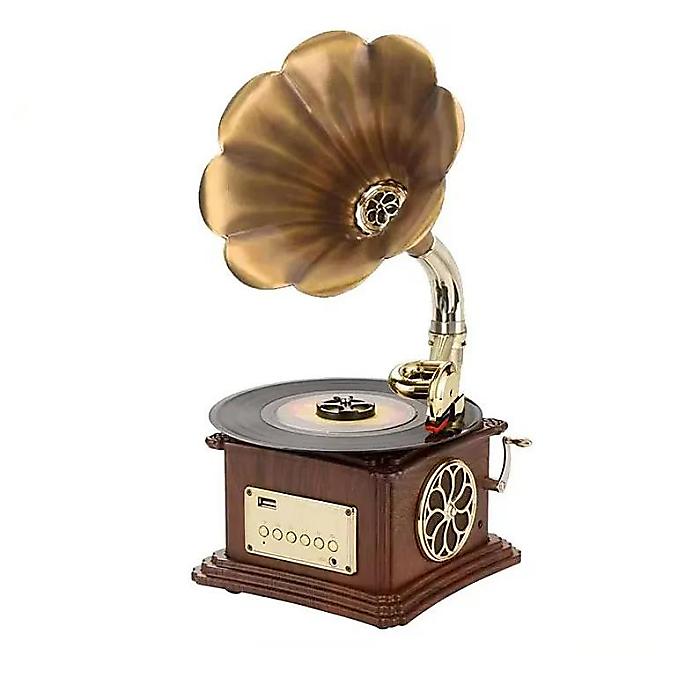 ノーブランド / Vintage Gramophone Bluetooth Record Player - USB/AUX対応 レトロ蓄音機型レコードプレーヤー -新生活応援