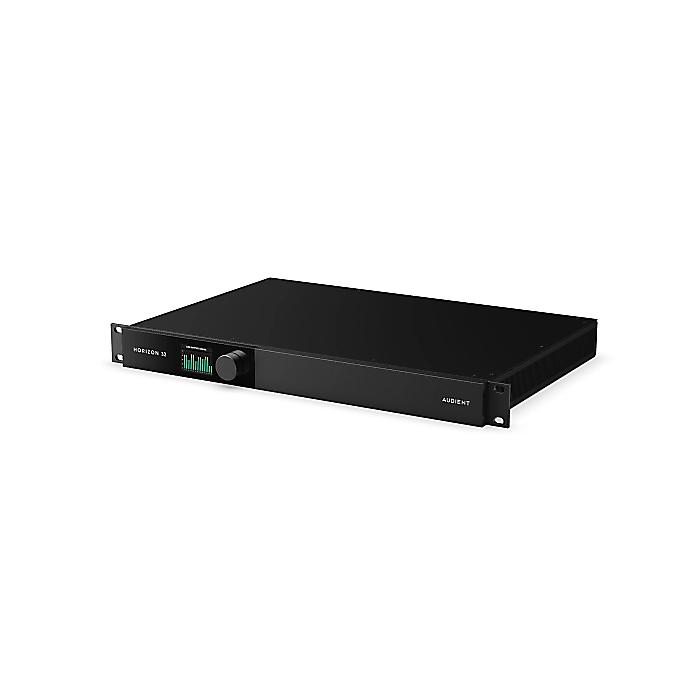 Audient(オーディエント) / Horizon 32の事ならフレンズにご相談ください。Audient(オーディエント) / Horizon 32セット商品一覧Horizon 8PHorizon 16Horizon 32 Audient(オーディエント) / Horizon 32の特長！Audient 初となる Thunderbolt 接続のオーディオインターフェース"Horizon"シリーズ Audient(オーディエント) / Horizon 32のココが凄い！50入力／50出力 Thunderbolt（TM） 3オーディオインターフェース Audient(オーディエント) / Horizon 32のメーカー説明 Horizon 32は、8基のDB25端子による32チャンネルのライン入出力と、ダイナミックレンジ133dBの32ビット変換を備えた、 50入力／50出力のThunderbolt（TM） 3オーディオインターフェース／コンバーターです。専用のミックスバス信号経路を備え、ラ ウンドトリップ・レイテンシーは0.99ms。わずか1Uで、大型コンソールや大規模なエフェクト・ラック全体をDAWに接続でき ます。多数のチャンネルを扱うスタジオや制作施設のために設計されています。*192KHz/Buffer Size :64sample での測定【主な特徴】・Thunderbolt（TM） 3接続：50入力／50出力・マスター録音用の専用ステレオ・ミックスバス入力・32ビット／192kHz変換、ダイナミックレンジ133dB・メイン・ライン入出力：32入力／32出力、DB25端子×8・独立したリファレンス・モニタリング用の専用ステレオ・モニター出力・ラウンドトリップ・レイテンシー：0.99ms（192k Audient(オーディエント) / Horizon 32の仕様 ■アナログ入出力・D-subライン入力：TASCAMフォーマットのD-sub端子 × 2、16チャンネル・TRSライン入力：2チャンネル（入力17-18）・D-subライン出力：TASCAMフォーマットのD-sub端子 × 4、32チャンネル・TRSライン出力：2チャンネル（出力33-34）・入力基準レベル設定：+18 dBまたは+24 dB（Hardware Settingsでチャンネルバンクごとに選択可能）・出力基準レベル設定：+18 dBまたは+24 dB（Hardware Settingsでチャンネルバンクごとに選択可能）■アナログ性能・ADC最大入力レベル：+24 dBu = 0 dBFS・ADC THD+N（ 1 dBFS時）： 117 dB / 0.00014%・ADCダイナミックレンジ：127 dB（Aウェイト）・ADC周波数特性：+-0.2 dB、10 Hz-Fs/2（ナイキスト周波数）・ライン出力最大レベル：+24 dBu = 0 dB 全て新品。ケーブル・消耗品以外メーカー1年保証付なのでご安心してお買い求め頂けます。Audient(オーディエント) / Horizon 32の事ならフレンズにご相談ください。 Audient(オーディエント) / Horizon 32の特長！Audient 初となる Thunderbolt 接続のオーディオインターフェース"Horizon"シリーズ Audient(オーディエント) / Horizon 32のココが凄い！50入力／50出力 Thunderbolt（TM） 3オーディオインターフェース Audient(オーディエント) / Horizon 32のメーカー説明 Horizon 32は、8基のDB25端子による32チャンネルのライン入出力と、ダイナミックレンジ133dBの32ビット変換を備えた、 50入力／50出力のThunderbolt（TM） 3オーディオインターフェース／コンバーターです。専用のミックスバス信号経路を備え、ラ ウンドトリップ・レイテンシーは0.99ms。わずか1Uで、大型コンソールや大規模なエフェクト・ラック全体をDAWに接続でき ます。多数のチャンネルを扱うスタジオや制作施設のために設計されています。*192KHz/Buffer Size :64sample での測定【主な特徴】・Thunderbolt（TM） 3接続：50入力／50出力・マスター録音用の専用ステレオ・ミックスバス入力・32ビット／192kHz変換、ダイナミックレンジ133dB・メイン・ライン入出力：32入力／32出力、DB25端子×8・独立したリファレンス・モニタリング用の専用ステレオ・モニター出力・ラウンドトリップ・レイテンシー：0.99ms（192kHz、64サンプル） Audient(オーディエント) / Horizon 32の仕様 ■アナログ入出力・D-subライン入力：TASCAMフォーマットのD-sub端子 × 2、16チャンネル・TRSライン入力：2チャンネル（入力17-18）・D-subライン出力：TASCAMフォーマットのD-sub端子 × 4、32チャンネル・TRSライン出力：2チャンネル（出力33-34）・入力基準レベル設定：+18 dBまたは+24 dB（Hardware Settingsでチャンネルバンクごとに選択可能）・出力基準レベル設定：+18 dBまたは+24 dB（Hardware Settingsでチャンネルバンクごとに選択可能）■アナログ性能・ADC最大入力レベル：+24 dBu = 0 dBFS・ADC THD+N（ 1 dBFS時）： 117 dB / 0.00014%・ADCダイナミックレンジ：127 dB（Aウェイト）・ADC周波数特性：+-0.2 dB、10 Hz-Fs/2（ナイキスト周波数）・ライン出力最大レベル：+24 dBu = 0 dB 全て新品。ケーブル・消耗品以外メーカー1年保証付なのでご安心してお買い求め頂けます。