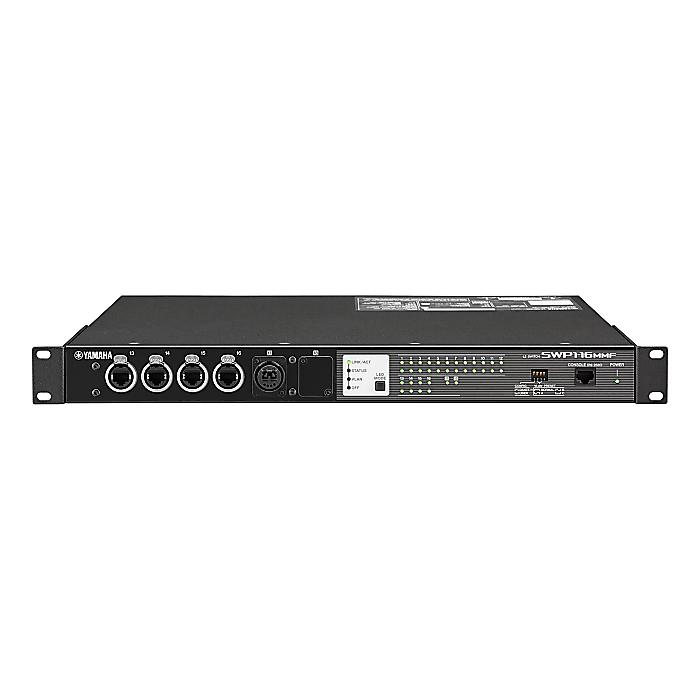 YAMAHA(ヤマハ) / L2スイッチ SWP1-16MMFの事ならフレンズにご相談ください。YAMAHA(ヤマハ) / L2スイッチ SWP1-16MMFセット商品一覧SWP1-16MMFSWP1-8MMFSWP1-8MMF-SWP1 YAMAHA(ヤマハ) / L2スイッチ SWP1-16MMFの特長！Danteシステム構築に最適なL2スイッチ。12ポートのetherCON、4ポートのRJ45、1ポートのopticalCON、1ポートのオプションスロットを装備。 YAMAHA(ヤマハ) / L2スイッチ SWP1-16MMFのココが凄い！ YAMAHA(ヤマハ) L2スイッチ / SWP1-16MMFのメーカー説明 「SWP1シリーズ」は「Danteに最適化」、ネットワークの「見える化」を実現するL2スイッチです。従来、IT専門知識を必要としたスイッチの設定をDipスイッチのみで簡単に「Danteに最適化」することができます。また、専用のWindowsアプリケーションを使用して、ネットワークを「見える化」、監視・管理することができます。ヤマハは1995年に国内ルーター市場に参入して以来、中小規模ネットワーク・SOHOを中心とした多くの企業に導入いただいています。また、2011年2月にはスイッチ市場に参入し、ヤマハルーター・ファイアウォール（以下、ヤマハルーター）と連携することでネットワークの設定・保守・管理などの負担を低減する機能を有したギガビット対応のL2スイッチを発売しました。ネットワーク市場への参入から20余年、ライブサウンドをはじめとするプロオーディオ市場においても利便性の高いオーディオネットワークが普及、なかでもヤマハはデジタルミキシングコンソール「CLシリーズ」を筆頭に、オーディオネットワークDanteを採用した製品群の投入により、プロオーディオ市場を牽引しています YAMAHA(ヤマハ) / L2スイッチ SWP1-16MMFの仕様 etherCON端子：フロント4 / リア8RJ45端子：リア4opticalCON端子：フロント1オプション光モジュール用スロット：フロント1消費電力：16W外形寸法（WxHxD）: 480 x 44 x 362mm (18.9" x 1.7" x 14.2")（1U）質量: 4.6 kg (10.1 lbs) 全て新品。ケーブル・消耗品以外メーカー1年保証書付のでご安心してお買いもの頂けます。YAMAHA(ヤマハ) / L2スイッチ SWP1-16MMFの事ならフレンズにご相談ください。 YAMAHA(ヤマハ) / L2スイッチ SWP1-16MMFの特長！Danteシステム構築に最適なL2スイッチ。12ポートのetherCON、4ポートのRJ45、1ポートのopticalCON、1ポートのオプションスロットを装備。 YAMAHA(ヤマハ) / L2スイッチ SWP1-16MMFのココが凄い！ YAMAHA(ヤマハ) L2スイッチ / SWP1-16MMFのメーカー説明 「SWP1シリーズ」は「Danteに最適化」、ネットワークの「見える化」を実現するL2スイッチです。従来、IT専門知識を必要としたスイッチの設定をDipスイッチのみで簡単に「Danteに最適化」することができます。また、専用のWindowsアプリケーションを使用して、ネットワークを「見える化」、監視・管理することができます。ヤマハは1995年に国内ルーター市場に参入して以来、中小規模ネットワーク・SOHOを中心とした多くの企業に導入いただいています。また、2011年2月にはスイッチ市場に参入し、ヤマハルーター・ファイアウォール（以下、ヤマハルーター）と連携することでネットワークの設定・保守・管理などの負担を低減する機能を有したギガビット対応のL2スイッチを発売しました。ネットワーク市場への参入から20余年、ライブサウンドをはじめとするプロオーディオ市場においても利便性の高いオーディオネットワークが普及、なかでもヤマハはデジタルミキシングコンソール「CLシリーズ」を筆頭に、オーディオネットワークDanteを採用した製品群の投入により、プロオーディオ市場を牽引しています。「SWP1シリーズ」はヤマハが満を持してプロオーディオ市場に投入するスイッチであり、IT機器とプロオーディオ機器の両方を知り尽くしたヤマハだからこそ提供できるソリューションといえます。「S YAMAHA(ヤマハ) / L2スイッチ SWP1-16MMFの仕様 etherCON端子：フロント4 / リア8RJ45端子：リア4opticalCON端子：フロント1オプション光モジュール用スロット：フロント1消費電力：16W外形寸法（WxHxD）: 480 x 44 x 362mm (18.9" x 1.7" x 14.2")（1U）質量: 4.6 kg (10.1 lbs) 全て新品。ケーブル・消耗品以外メーカー1年保証書付のでご安心してお買いもの頂けます。