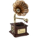 ヴィンテージ蓄音機タイプ・ターンテーブル Bluetoothスピーカー (ウッドグレイン)新生活応援