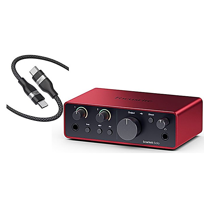 Focusrite(フォーカスライト) / Scarlett Solo (gen. 4) Type-C to Cナイロンケーブルセットの事ならフレンズにご相談ください。 Focusrite(フォーカスライト) / Scarlett Solo (gen. 4) Type-C to Cナイロンケーブルセットの特長！FOCUSRITE Scarlett Solo (gen. Focusrite(フォーカスライト) / Scarlett Solo (gen. 4) Type-C to Cナイロンケーブルセットのココが凄い！FOCUSRITE の定番モデル「Scarlett Solo (gen. 4)」と専用ケーブルをセット化した入門向け機材。レコーディングや配信、楽曲制作をこれ一つで気軽に始められます。耐久性の高いUSB-Cケーブルで、デスク周りの配置にも柔軟に対応できます。 Focusrite(フォーカスライト) / Scarlett Solo (gen. 4) Type-C to Cナイロンケーブルセットのメーカー説明 FOCUSRITE Scarlett Solo (gen. 4) Type-C to Cナイロンケーブルセットフォーカスライト スカーレット ソロ ジェネレーション フォー タイプシー トゥー シーナイロンケーブルセットFOCUSRITE の人気オーディオインターフェイス「Scarlett Solo (gen. 4)」に、1.8m のUSB-Cケーブルをセット化した商品です。高品質な録音や配信、音楽制作を手軽に開始したい方向けの構成になっています。●主な特徴・Scarlett Solo (gen. 4) とUSB-Cケーブルのセット販売・USB-Cケーブルはリサイクルナイロン素材を採用・ケーブル長は1.8m・約30,000回の折り曲げに対応する堅牢性・デスク上での取り回しに優れた設計FOCUSRITE は、プロフェッショナルなオーディオレコーディング機器の開発と製造を手がけるメーカーです。 Focusrite(フォーカスライト) / Scarlett Solo (gen. 4) Type-C to Cナイロンケーブルセットの仕様 セット内容：Scarlett Solo (gen. 4)、USB-CケーブルUSB-Cケーブル長：1.8mUSB-Cケーブル素材：リサイクルナイロン分類：USB接続オーディオインターフェイスFocusrite(フォーカスライト) / Scarlett Solo (gen. 4) Type-C to Cナイロンケーブルセットの事ならフレンズにご相談ください。 Focusrite(フォーカスライト) / Scarlett Solo (gen. 4) Type-C to Cナイロンケーブルセットの特長！FOCUSRITE Scarlett Solo (gen. Focusrite(フォーカスライト) / Scarlett Solo (gen. 4) Type-C to Cナイロンケーブルセットのココが凄い！FOCUSRITE の定番モデル「Scarlett Solo (gen. 4)」と専用ケーブルをセット化した入門向け機材。レコーディングや配信、楽曲制作をこれ一つで気軽に始められます。耐久性の高いUSB-Cケーブルで、デスク周りの配置にも柔軟に対応できます。 Focusrite(フォーカスライト) / Scarlett Solo (gen. 4) Type-C to Cナイロンケーブルセットのメーカー説明 FOCUSRITE Scarlett Solo (gen. 4) Type-C to Cナイロンケーブルセットフォーカスライト スカーレット ソロ ジェネレーション フォー タイプシー トゥー シーナイロンケーブルセットFOCUSRITE の人気オーディオインターフェイス「Scarlett Solo (gen. 4)」に、1.8m のUSB-Cケーブルをセット化した商品です。高品質な録音や配信、音楽制作を手軽に開始したい方向けの構成になっています。●主な特徴・Scarlett Solo (gen. 4) とUSB-Cケーブルのセット販売・USB-Cケーブルはリサイクルナイロン素材を採用・ケーブル長は1.8m・約30,000回の折り曲げに対応する堅牢性・デスク上での取り回しに優れた設計FOCUSRITE は、プロフェッショナルなオーディオレコーディング機器の開発と製造を手がけるメーカーです。 Focusrite(フォーカスライト) / Scarlett Solo (gen. 4) Type-C to Cナイロンケーブルセットの仕様 セット内容：Scarlett Solo (gen. 4)、USB-CケーブルUSB-Cケーブル長：1.8mUSB-Cケーブル素材：リサイクルナイロン分類：USB接続オーディオインターフェイス