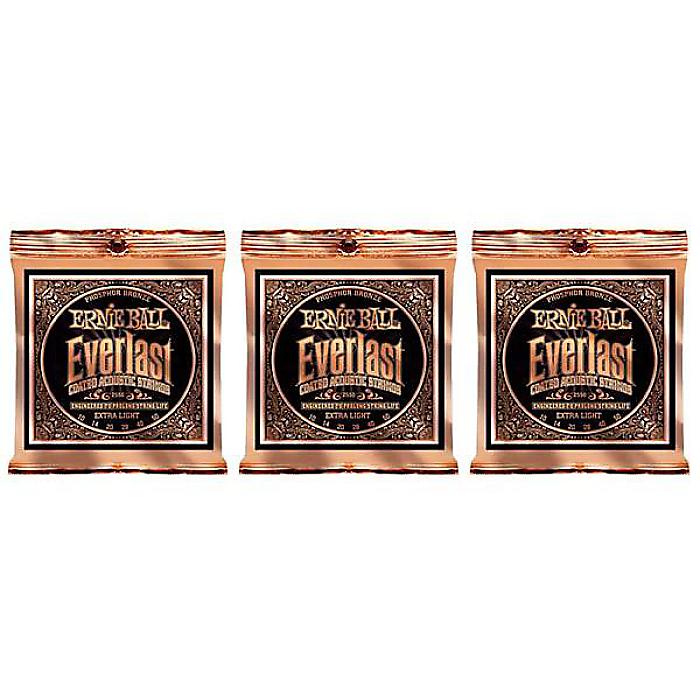 ERNIE BALL ( アーニー・ボール ) / EVERLAST COATED PHOSPHOR EXTRA LIGHT、 3パックセット夏休みセール
