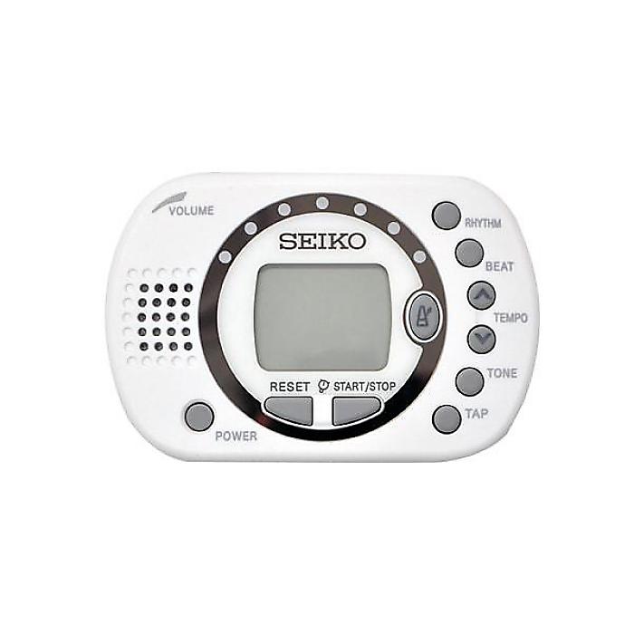 SEIKO(セイコー) / DM110W の事ならフレンズにご相談ください。 SEIKO(セイコー) / DM110W の特長！SEIKO製のスタンダードなデジタルメトロノーム。自...... SEIKO(セイコー) / DM110W のココが凄い！ SEIKO(セイコー) / DM110W のメーカー説明 SEIKO製のスタンダードなデジタルメトロノーム。自分がタップしたテンポでメトロノームを動かせるタップ機能を採用。ダイナミックスピーカーと大音量圧電スピーカーの2種類を内蔵。環境や好みに合わせて切り替えが可能です。ストップウォッチ機能も搭載。本体裏面に譜面台取り付け用のスリット付き。 SEIKO(セイコー) / DM110W の仕様 ■デジタルメトロノーム■ホワイト■ストップウォッチ機能つき、メトロノームと併用可能■譜面台スリット本体裏面についているスリットを譜面台に差し込むと簡単に取り付けができます。譜面をめくるときにメトロノームを移動する手間が省けます。■自立スタンド背面に自立用のノブがあり、机に置いて練習ができます。■タップ機能自分がタップしたテンポでメトロノームを動かせます。テンポの練習だけでなく、楽曲のテンポ確認もできます。■テンポ：30-250回／分■拍子：0-8■リズム：8種類　拍子とリズムを個別に設定可能。■出力：バイ3.5mmモノラルジャック■寸法：W100*H66*D20mm■重量：85g（電池含む）SEIKO(セイコー) / DM110W の事ならフレンズにご相談ください。 SEIKO(セイコー) / DM110W の特長！SEIKO製のスタンダードなデジタルメトロノーム。自...... SEIKO(セイコー) / DM110W のココが凄い！ SEIKO(セイコー) / DM110W のメーカー説明 SEIKO製のスタンダードなデジタルメトロノーム。自分がタップしたテンポでメトロノームを動かせるタップ機能を採用。ダイナミックスピーカーと大音量圧電スピーカーの2種類を内蔵。環境や好みに合わせて切り替えが可能です。ストップウォッチ機能も搭載。本体裏面に譜面台取り付け用のスリット付き。 SEIKO(セイコー) / DM110W の仕様 ■デジタルメトロノーム■ホワイト■ストップウォッチ機能つき、メトロノームと併用可能■譜面台スリット本体裏面についているスリットを譜面台に差し込むと簡単に取り付けができます。譜面をめくるときにメトロノームを移動する手間が省けます。■自立スタンド背面に自立用のノブがあり、机に置いて練習ができます。■タップ機能自分がタップしたテンポでメトロノームを動かせます。テンポの練習だけでなく、楽曲のテンポ確認もできます。■テンポ：30-250回／分■拍子：0-8■リズム：8種類　拍子とリズムを個別に設定可能。■出力：バイ3.5mmモノラルジャック■寸法：W100*H66*D20mm■重量：85g（電池含む）