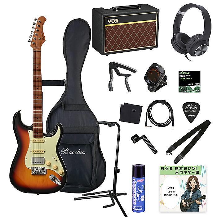 大特典付 【15点初心者(全部入り)ギターセット・VOXアンプ付】Bacchus(バッカス) / BST-2-RSM/M 3TS エレキギター　ローステッドメイプルネック夏休みセール