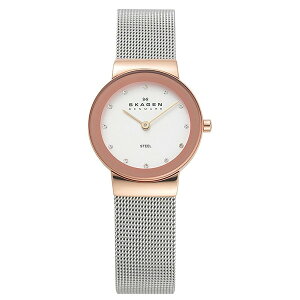 商品画像：ミュージックハウス フレンズで人気のSkagen（スカーゲン） Silver and Gold Tone Mesh Watch 358SRSC レディース腕時計 直輸入品