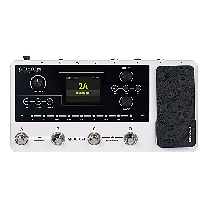MOOER(ムーアー) / GE150 Proの事ならフレンズにご相談ください。 MOOER(ムーアー) / GE150 Proの特長！MOOER GE150 Pro マルチエフェクター MOOER(ムーアー) / GE150 Proのココが凄い！55種類のアンプモデルと151のエフェクトを搭載した高機能マルチエフェクター。9つのエフェクトモジュールを同時使用でき、200個のプリセット保存が可能。オンボードエクスプレッションペダル、80秒のステレオルーパー、ドラムマシンを装備。USB-CによるPC編集やモバイルデバイス接続に対応。約3万円の中位価格帯で本格的な機能を備えており、練習からパフォーマンスまで対応できます。 MOOER(ムーアー) / GE150 Proのメーカー説明 種類：マルチエフェクターアダプター：9Vセンターマイナス電池駆動：-コントロール：MASTER、TAP、RHYTHM、SYSTEM、SELECT、PLAY、SAVE、EXP、MODE、A、B、C、DMooer / GE150 Proムーアー / ジーイーヒャクゴジュウプロMooer GE150 Proは、新しいWalking Starデザインを採用した新世代のマルチエフェクターです。GE150 Proは4つのフットスイッチを搭載し、高い操作性とサウンドクオリティを実現しました。インテリジェントリバースモデリングテクノロジーにより再現されたハイクオリティなアンプモデルを55種類収録。合計151の多彩なエフェクトを収録。それぞれ9のエフェクトモジュールに割り振られ、最大9エフェクトを同時使用でき、これらのプリセットを200種類保存することができます。また、サードパーティキャビネットシミュレーターIRをロードすることもできるので、お気に入りのIRを使用して自分だけのサウンドに仕上げることもできます。 MOOER(ムーアー) / GE150 Proの仕様 種類：マルチエフェクターアダプター：9Vセンターマイナスエフェクトモジュール：9エフェクト数：151アンプシミュレーター：55種類プリセット保存数：200インプット：1×1/4"アンバランスモノアウトプット：2×1/4"アンバランスモノUSB端子：USB Type-Cサンプリングレート：44.1kHzサンプリング精度：24ビット 全て新品。ケーブル・消耗品以外メーカー1年保証書付のでご安心してお買いもの頂けます。MOOER(ムーアー) / GE150 Proの事ならフレンズにご相談ください。 MOOER(ムーアー) / GE150 Proの特長！MOOER GE150 Pro マルチエフェクター MOOER(ムーアー) / GE150 Proのココが凄い！55種類のアンプモデルと151のエフェクトを搭載した高機能マルチエフェクター。9つのエフェクトモジュールを同時使用でき、200個のプリセット保存が可能。オンボードエクスプレッションペダル、80秒のステレオルーパー、ドラムマシンを装備。USB-CによるPC編集やモバイルデバイス接続に対応。約3万円の中位価格帯で本格的な機能を備えており、練習からパフォーマンスまで対応できます。 MOOER(ムーアー) / GE150 Proのメーカー説明 種類：マルチエフェクターアダプター：9Vセンターマイナス電池駆動：-コントロール：MASTER、TAP、RHYTHM、SYSTEM、SELECT、PLAY、SAVE、EXP、MODE、A、B、C、DMooer / GE150 Proムーアー / ジーイーヒャクゴジュウプロMooer GE150 Proは、新しいWalking Starデザインを採用した新世代のマルチエフェクターです。GE150 Proは4つのフットスイッチを搭載し、高い操作性とサウンドクオリティを実現しました。インテリジェントリバースモデリングテクノロジーにより再現されたハイクオリティなアンプモデルを55種類収録。合計151の多彩なエフェクトを収録。それぞれ9のエフェクトモジュールに割り振られ、最大9エフェクトを同時使用でき、これらのプリセットを200種類保存することができます。また、サードパーティキャビネットシミュレーターIRをロードすることもできるので、お気に入りのIRを使用して自分だけのサウンドに仕上げることもできます。本体にエクスプレッションペダルを搭載していて、様々なパラメータをリアルタイムでコントロールしたり、80秒のフレーズルーパーやリズムマシン、チューナーを備えているので練習やパフォーマンス MOOER(ムーアー) / GE150 Proの仕様 種類：マルチエフェクターアダプター：9Vセンターマイナスエフェクトモジュール：9エフェクト数：151アンプシミュレーター：55種類プリセット保存数：200インプット：1×1/4"アンバランスモノアウトプット：2×1/4"アンバランスモノUSB端子：USB Type-Cサンプリングレート：44.1kHzサンプリング精度：24ビット 全て新品。ケーブル・消耗品以外メーカー1年保証書付のでご安心してお買いもの頂けます。
