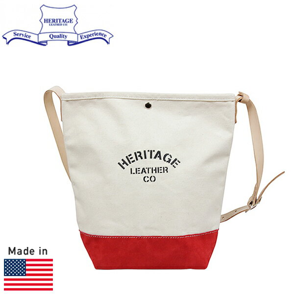 HERITAGE LEATHER ヘリテージレザー スエードボトム バケット ショルダーバッグ NATURAL/RED MADE IN USA アメリカ製 レッド 赤 メンズ レディース 男女兼用 トートバッグ かばん 送料無料 楽天 通販 