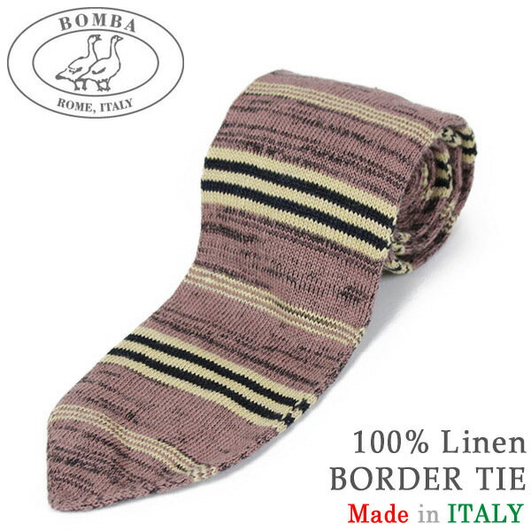 BOMBA ボンバ リネン マルチボーダー ニットタイ PINK/BLACK ピンク ブラック メンズ クラシコ イタリア製 MADE IN ITALY NAPOLI PITTI パーティ ギフト プレゼント 送料無料 楽天 通販 【RCP】