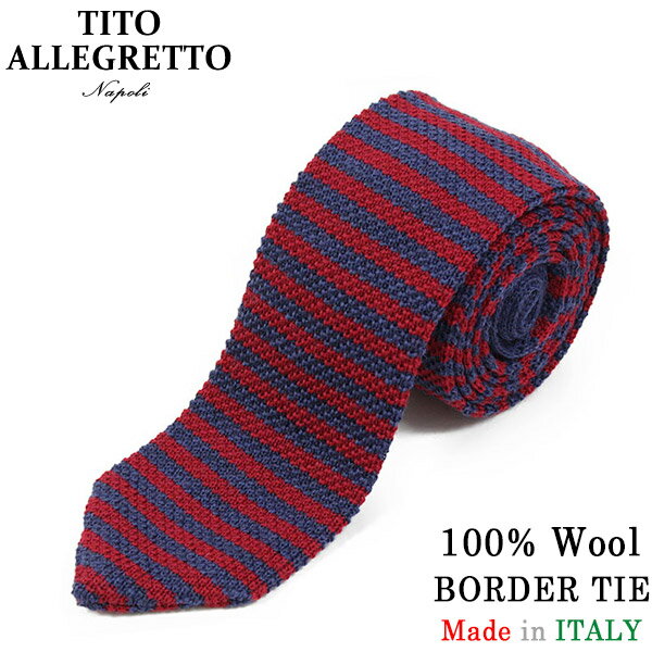 TITO ALLEGRETTO ティト アレグレット ウール マイクロボーダー ニットタイ NAVY/RED ネイビー レッド メンズ イタリア製 MADE IN ITALY NAPOLI PITTI パーティ ギフト プレゼント 送料無料 楽天 通販 