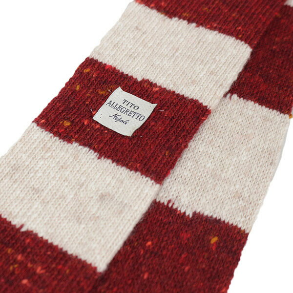TITO ALLEGRETTO ティト アレグレット カシミヤ/ウール ボーダー ニットタイ RED/BEIGE レッド ベージュ メンズ イタリア製 MADE IN ITALY NAPOLI PITTI パーティ ギフト プレゼント 送料無料 楽天 通販 【RCP】