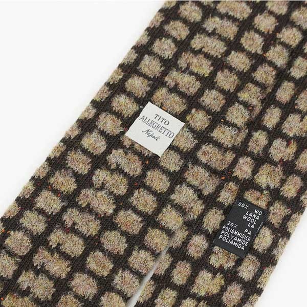 TITO ALLEGRETTO ティト アレグレット ウール 市松模様 ニットタイ BROWN/BEIGE ブラウン ベージュ 茶 メンズ イタリア製 MADE IN ITALY NAPOLI PITTI パーティ ギフト プレゼント 送料無料 楽天 通販 【RCP】