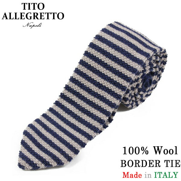 TITO ALLEGRETTO ティト アレグレット ウール マイクロボーダー ニットタイ NAVY/WHITE ネイビー ホワイト メンズ イタリア製 MADE IN ITALY NAPOLI PITTI パーティ ギフト プレゼント 送料無料 楽天 通販 