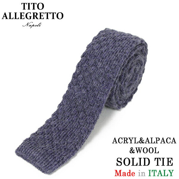 TITO ALLEGRETTO ティト アレグレット アルパカ ウール ソリッド ニットタイ PURPLE パープル 紫 メンズ イタリア製 MADE IN ITALY NAPOLI PITTI パーティ ギフト プレゼント 送料無料 楽天 通販 