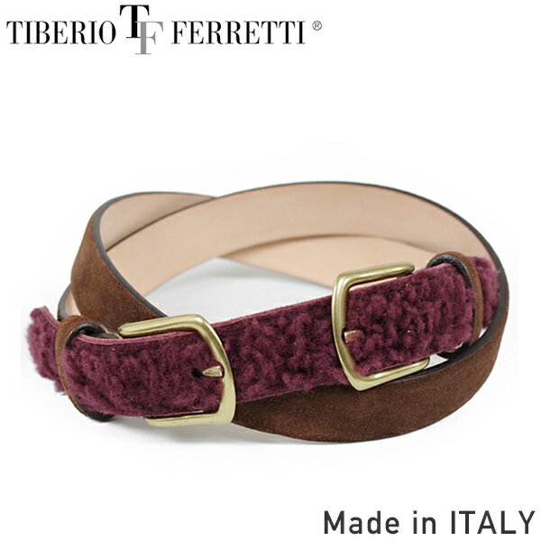 TIBERIO FERRETTI ティベリオ フェレッティ 9622 メンズ ムートン スエード レザーベルト BROWN/PURPLE ブラウン パープル 本革 男性用 プレゼント ギフト MADE IN ITALY イタリア製 送料無料 楽天 通販 