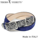 TIBERIO FERRETTI ティベリオ フェレッティ 9622 メンズ ムートン スエード レザーベルト NAVY/GREY ネイビー グレー 本革 男性用 プレゼント ギフト MADE IN ITALY イタリア製 送料無料 楽天 通販 【RCP】