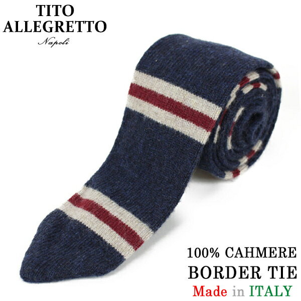 TITO ALLEGRETTO ティト アレグレット カシミヤ マルチボーダー ニットタイ NAVY/RED ネイビー レッド メンズ イタリア製 MADE IN ITALY NAPOLI PITTI パーティ ギフト プレゼント 送料無料 楽天 通販 