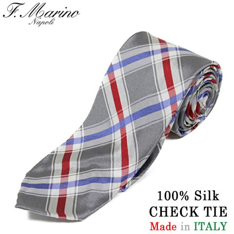 Francesco Marino フランチェスコ・マリーノ シルク チェック ネクタイ GREY/RED グレー レッド メンズ イタリア製 MADE IN ITALY NAPOLI PITTI クラシコ パーティ プレゼント 送料無料 楽天 通販 【RCP】