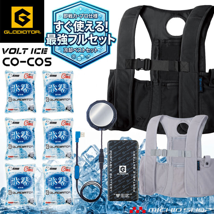 ・セット内容 メッシュベスト×1 氷零 0℃ 保冷剤 150g×6 ペルチェデバイスユニット×1 モバイルバッテリー×1 [ベスト GI-469] ・素材　：パワーメッシュ ・混率　：ポリエステル93% ポリウレタン7% ○特長 ・脇の違和感を軽減 ・最大6個の保冷剤収納 ・ペルチェホール ・パワーメッシュ素材 ・幅広いサイズ展開 ・多様なシーンで活躍 ・安心の日本製保冷剤 [氷零 0℃ 保冷剤 150g ] ・外形寸法　：　14×11cm ・内容量　：　150g×6個 ・成分　：　水・増粘剤・防腐剤 ・原産国　：　日本製 [冷却ペルチェデバイスクーラーユニット GP-854] サイズ：直径8cm(冷却面6cm) ペルチェデバイスの表面温度 強 / 最大約-20℃ 中 / 最大約-15℃ 弱 / 最大約-10℃ ( 使用推奨環境20℃～45℃ ) [特徴] ■電源を入れて10秒で即クール ■最大16時間稼働 ■使う場所を選ばない静音設計 ■異常検知システムで安心安全 [モバイルバッテリー GB-852] サイズ：縦/135、横/68.5、高さ/15.5mm 重量：約223g 容量：3.7V 10000mAh 定格容量：5V 6500mAh 使用電池：充電式リチウムイオンポリマー 出力：DC 5V/2.4A(MAX) USB Type-A×2＆Type-C×1 入力：DC 5V/2.4A USB Type-C×1 充電時間：約6時間 使用回数：約500回 使用環境温度：5～35℃ 付属品：USB Type-Cケーブル PSE適合商品 ※ACアダプターは付属しておりません。 ※在庫が無い場合は、後日納期をご連絡致します。 RELATED NAVIGATION GI-469シリーズ 関連商品ナビ まずはベスト単品、必要に応じて最強セットへ。保冷剤の温度とバッテリーの違いで、用途に合わせて選びやすくまとめました。 ベース商品 メッシュベスト GI-469 まずはこちらのベース商品。保冷剤6個・ペルチェ・バッテリーをまとめて揃えられる最強セットもご用意しています。 単品を見る ▼ 下記の最強セットもご覧ください GI-469単品 → 最強セットを選ぶ 0℃ × 標準バッテリー GI-469 + GI-46011 + GB-852 + GP-854 ・メッシュベスト GI-469・氷零 0℃ 保冷剤 6個・モバイルバッテリー GB-852・ペルチェクーラーユニット GP-854 このセットを見る 0℃ × 小型バッテリー GI-469 + GI-46011 + GB-872 + GP-854 ・メッシュベスト GI-469・氷零 0℃ 保冷剤 6個・小型モバイルバッテリー GB-872・ペルチェクーラーユニット GP-854 このセットを見る -10℃ × 標準バッテリー GI-469 + GI-46411 + GB-852 + GP-854 ・メッシュベスト GI-469・北極 -10℃ 保冷剤 6個・モバイルバッテリー GB-852・ペルチェクーラーユニット GP-854 このセットを見る -10℃ × 小型バッテリー GI-469 + GI-46411 + GB-872 + GP-854 ・メッシュベスト GI-469・北極 -10℃ 保冷剤 6個・小型モバイルバッテリー GB-872・ペルチェクーラーユニット GP-854 このセットを見る GI-469単品を基準に、4つの最強セットを比較しやすく配置しています。「0℃ / -10℃」の保冷剤違いと、「標準 / 小型」のバッテリー違いで選びやすい導線です。