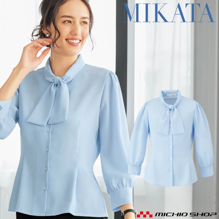 事務服 制服 接客 受付 セレクトステージ 神馬本店 七分袖 ボウタイジョーゼットブラウス WN64B 2025年秋冬新作
