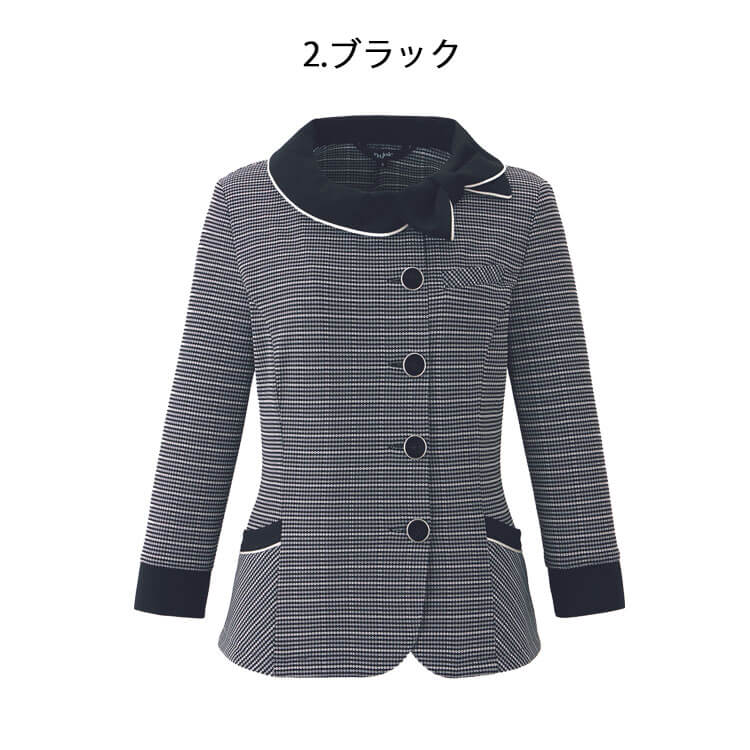 事務服 制服 オフィス ユニフォーム en joie アンジョア 七分袖オーバーブラウス 26051 サイズ キャンディボーダー