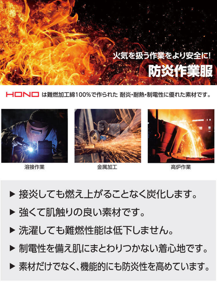 防炎作業服 HOOH 難燃溶接帽子（ツバ有）421 綿100% 耐炎 耐熱 制電性 村上被服