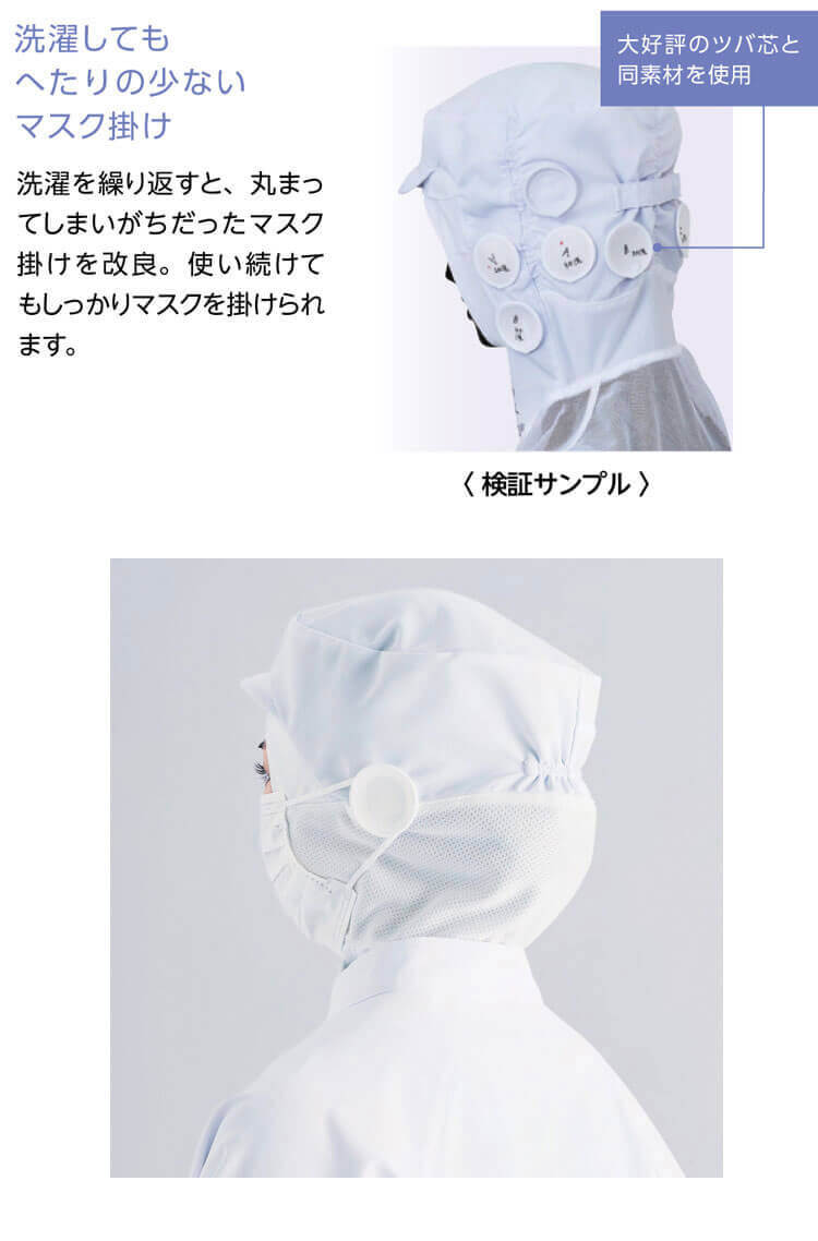 ミチオショップのメガネさし対応衛生帽子 フード かぶりタイプ SZ511-B アイスブルー サーヴォ SERVO フードファクトリー 食品工場白衣｜アングル3