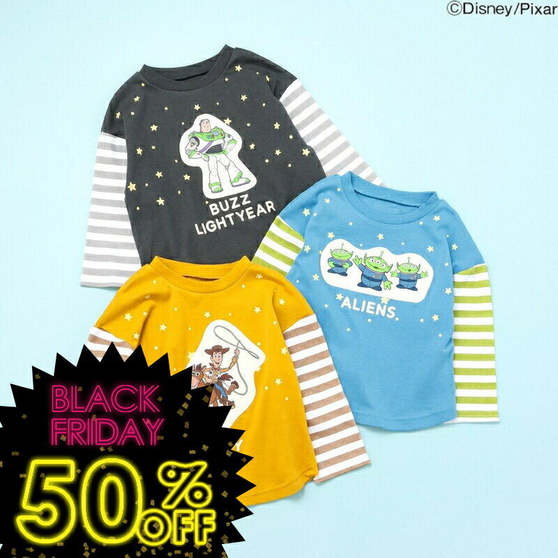 タイムセール！＜50％OFF＞2025秋冬【BIT'Z/ビッツ】ディズニー キャラクター トイストーリーPT長袖Tシャツ≪80cm 90cm 95cm 100cm 110cm 120cm ≫子供服 キッズ 男の子 女の子 男児 女児 子ども バズライトイヤー エイリアンズ ウッディ 新作 秋服 DAY4のサムネイル