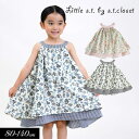 2024夏【Little s.t.by s.t.closet/リトルエスティー】後リボン♪総柄 ノースリーブ ワンピース≪80cm 90cm 100cm 110cm 120cm 130cm 140cm≫子供服 キッズ 女の子 女児 子ども かわいい おしゃれ お出かけ