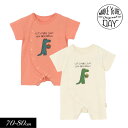 SALE<50%OFF>2024夏【MAKE YOUR DAY/メイクユアデイbyフィクスラボ】オレンジ好きのワニ柄 半袖 ロンパース≪70cm 80cm≫ 男...