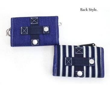 定番!【Ocean&Ground/オーシャン&グラウンド】デニム&ヒッコリー☆キッズ ウォレット≪Fサイズ≫子供 さいふ 財布 チェーン付き