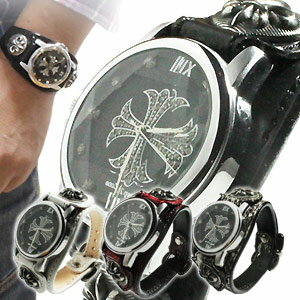 腕時計 ブレスレットウォッチ ブレス時計 牛革、へび革 使用 コンチョ silver925に匹敵のピューター素材