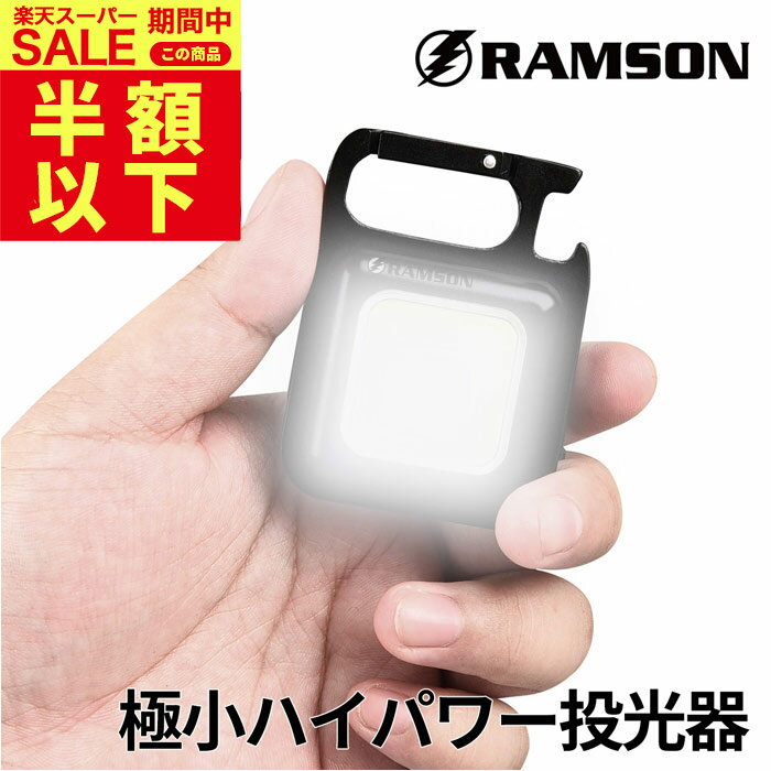 RAMSON ミニライト LED COBライト 作業灯 投光器 ライト ミニ投光器 マグネット式 USB充電 カラビナ せん抜き キャンプ アウトドア 非常用 防災グッズ ラムソン