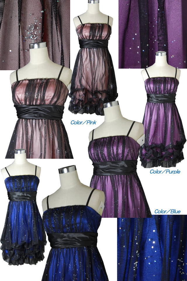 ＼マラソン開始から毎日MAX20%OFF＋定価から50%OFF／ファッションクリエーター サテン 黒オーガンジーネット ミディアムドレス ワンピース 91002 ピンク 38 9号 FashinCreator パーティ 謝恩会 披露宴 フォーマル レディース 【大】 半額