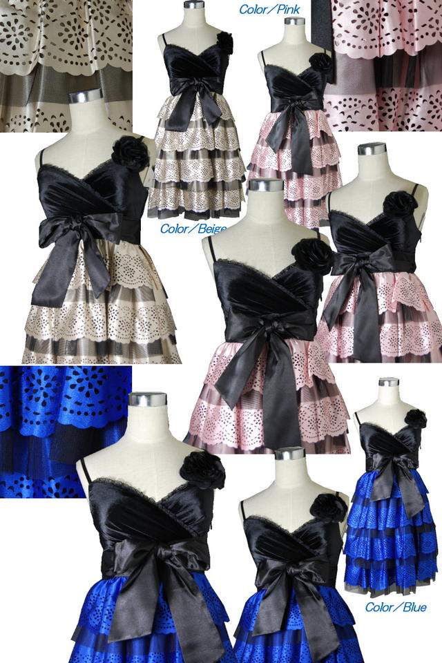 ドレス 結婚式 パーティドレス ワンピース コサージュ 91014 ベージュ ピンク 38 9号 パーティ 謝恩会 披露宴 フォーマル レディース 【大】Pin'X 膝丈 きれいめ 演奏会 半額 ＼定価から80%OFF／