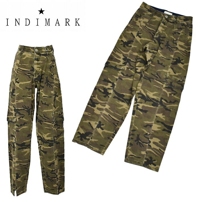 ＼マラソン毎夜20時～20％OFFあり♪定価から50%OFF／INDIMARK デニム パンツ カーゴ 迷彩 デニム WJ176 レディース ウエストゴム ストレッチ 【中】 レッドペッパー ジーンズ ボトム RED PEPPER インディマーク 半額 S/M