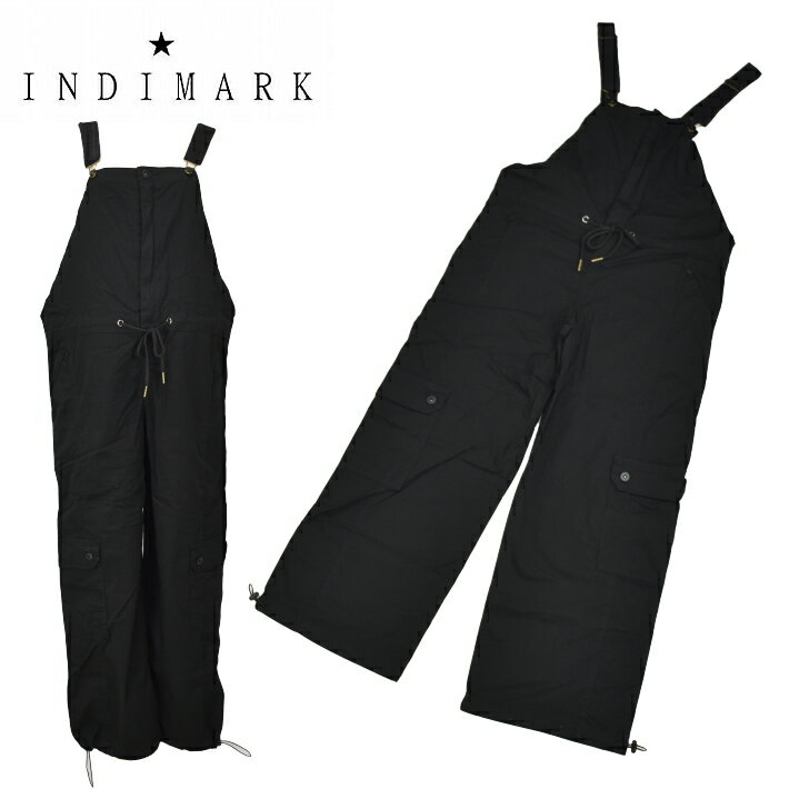 樂天商城 - 【INDIMARK】 レディース サロペット オールインワン ワイドパンツ ブラック 黒 無地 カーゴ ポケット付き 体型カバー ゆったり 大人カジュアル 春 秋 冬 インディマーク WJ158 【大】ストレッチデニム レッドペッパー ジーンズ ボトム RED PEPPER ★定価から50%OFF