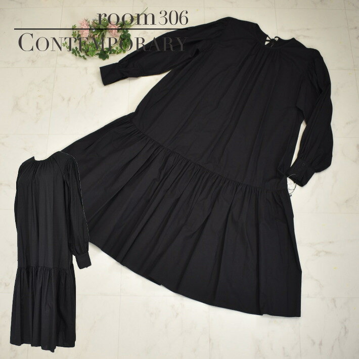 樂天商城 - room306 CONTEMPORARY ロングワンピ ワンピース ロング丈 2way cotton gather fiare One-piece レディース 【中】長袖ワンピ ブラック イエベ/ブルベ 春/秋/夏 フレア M きれいめ ルーム306コンテンポラリー 半額 ＼定価から50%OFF／
