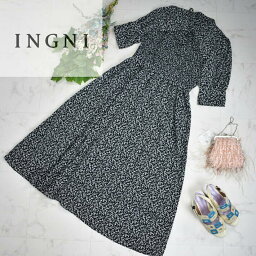 イング ワンピース ＼大幅割引き♪棚卸しSALE中／INGNI イング シフォンワンピース マキシ丈 フレアライン ロングワンピ レディース 【中】バルーン袖 ボリューム袖 ロング丈 小花模様 上品 カジュアル ブラック/ベージュ 母の日