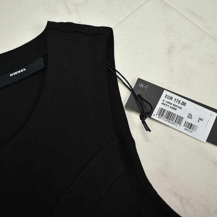 ＼マラソン期間中10%OFF＋定価から50%OFF／ディーゼル ジャパン ワンピ 細身 ストレッチ ジャージ デザイン ワンピース レディース 【大】A04371-OJASB ブラック S ひざ丈 ノースリ