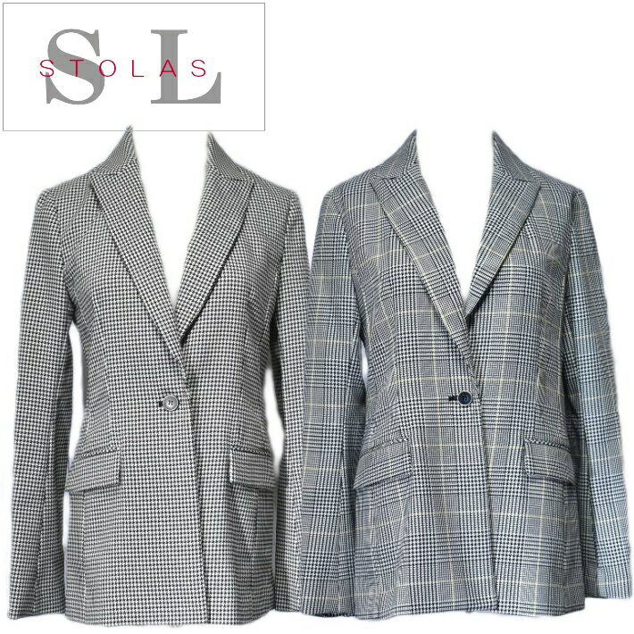＼マラソン20時～20％OFFあり♪定価から70%OFF／シングルジャケット テーラードジャケット ブレザー 長袖ジャケット レディース フォーマル ビジネス SL 52-103 【大】 ジャケット 千鳥柄 グレンチェック柄 有名ブランド STOLAS 半額