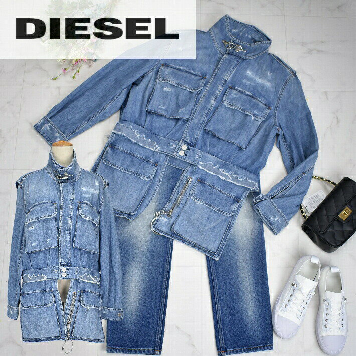 ＼全品大幅割引き中♪／ディーゼル ジャパン Gジャン ダメ―ジデニム ウォッシュ加工 DE-MERYL レディース DIESEL オーバーサイズ ビックシルエット S 長袖 ブルゾン イタリア製