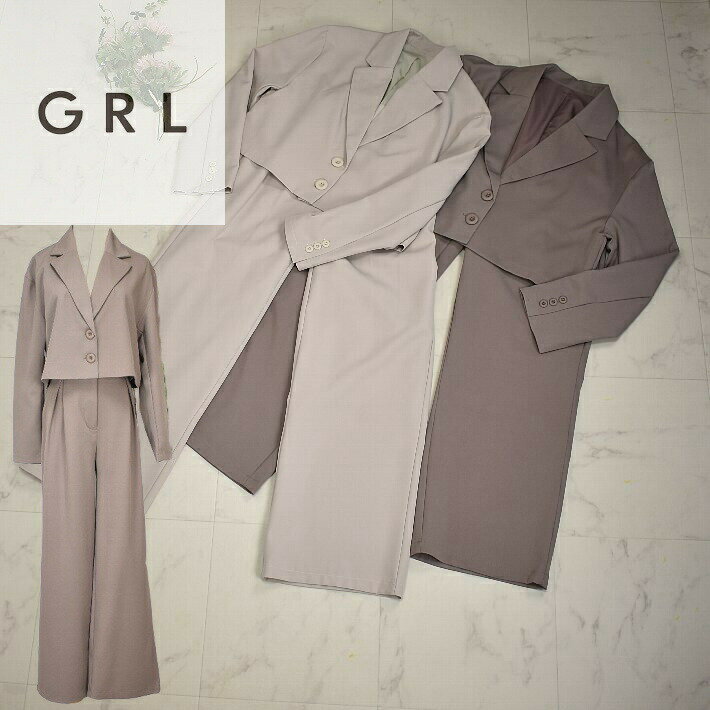 ＼マラソン20時〜20％OFFあり♪定価から40%OFF／grl グレイル 2点パンツスーツ ショート丈ジャケット パンツ テーラーカラーワイドパンツ パンツ ストレッチ ビジネス ジャケット rut921 レディース 【大】単品でも着回しができる 定番 人気 10代