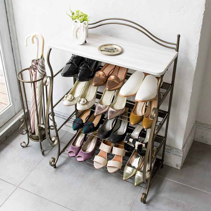 シューズラック アンティークゴールド セレスティア SR-620 おしゃれ エレガント 玄関収納 12足