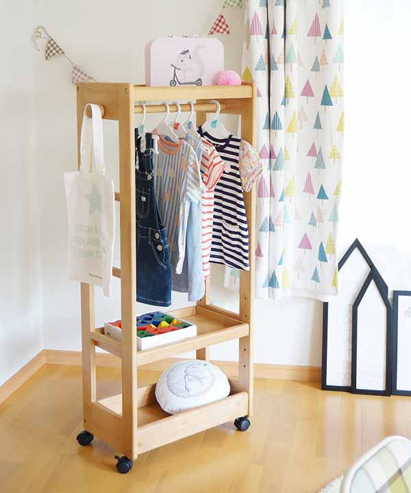 ハンガーシェルフ キッズ ハンガーラック 子ども用 洋服 収納 ナチュラル カバン掛け 北欧 na-ni Hanger Shelf NAH-2873 かわいい 3